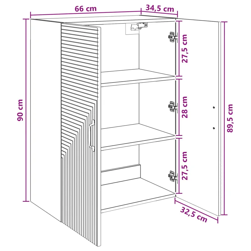 Prie sienos montuojama spinta Pilka Sonoma 66 x 34,5 x 90 cm