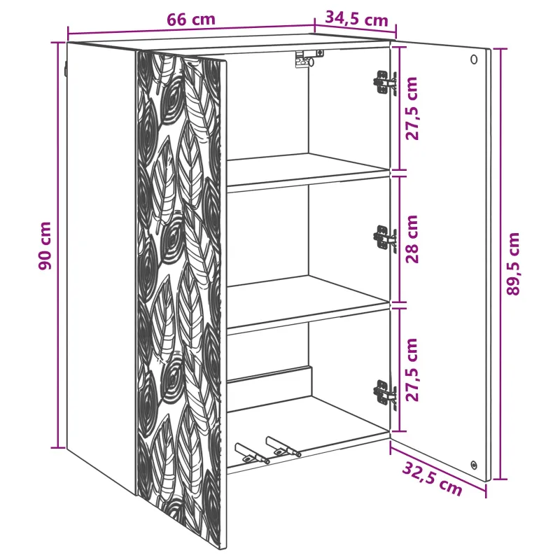 Prie sienos montuojama spinta Pilka Sonoma 66 x 34,5 x 90 cm