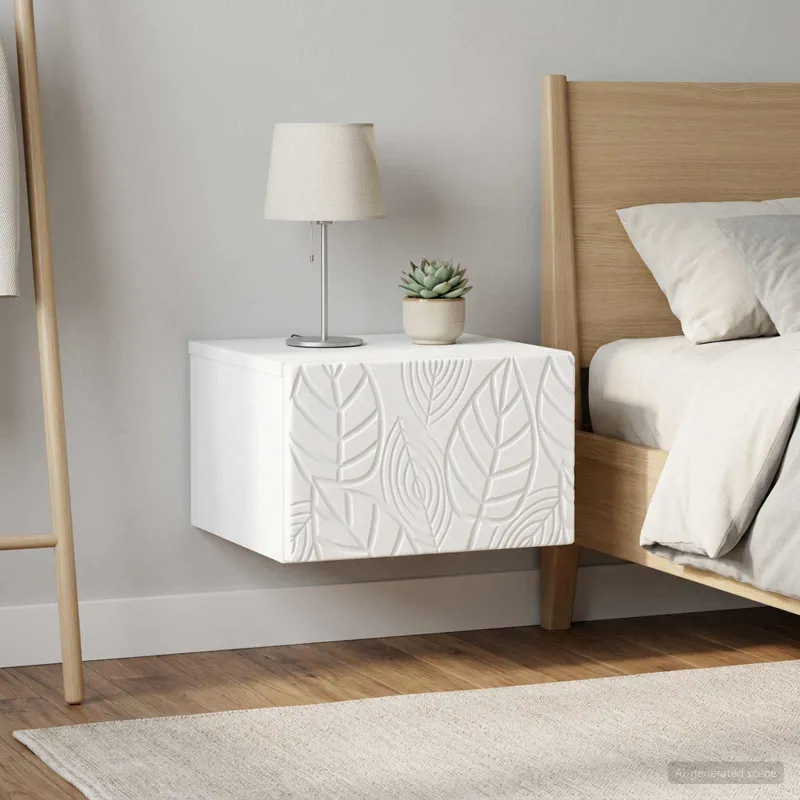 Sieninis naktinis staliukas 2 pcs Balta 49 x 34,5 x 20 cm