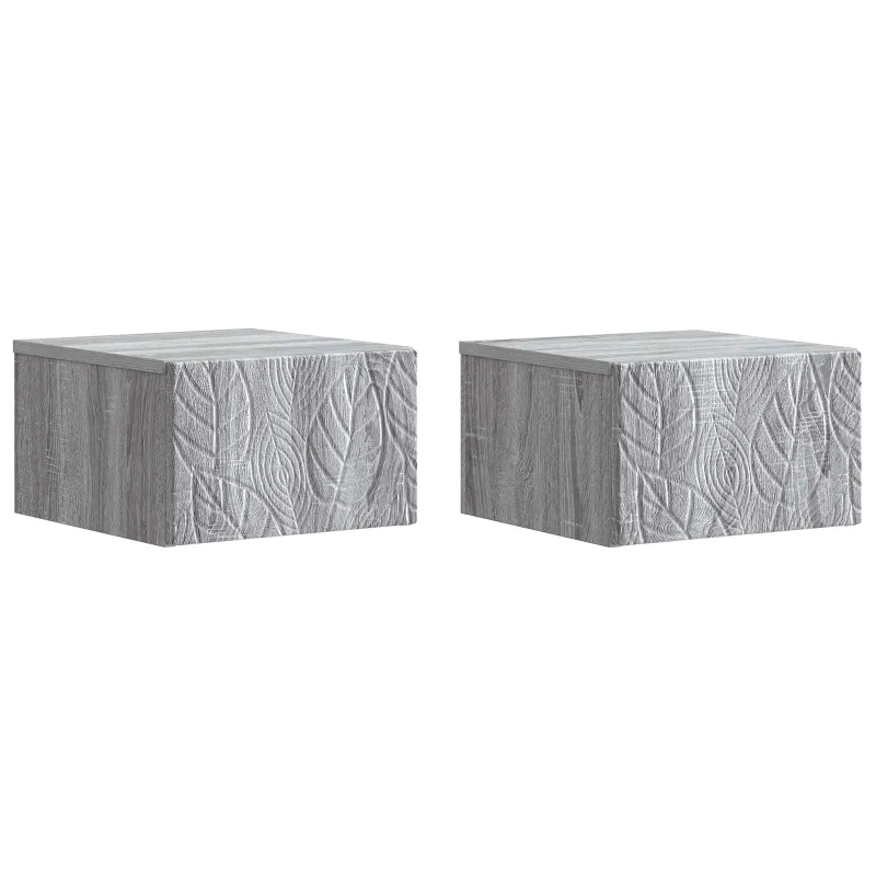 Sieninis naktinis staliukas 2 pcs Pilka Sonoma
