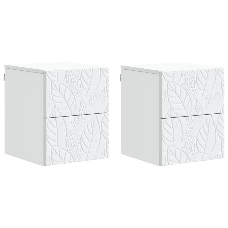 Sieninis naktinis staliukas 2 pcs Balta 34,5 x 33 x 40 cm