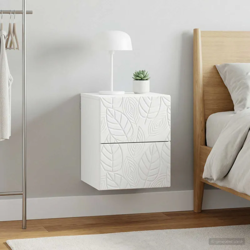 Sieninis naktinis staliukas 2 pcs Balta 34,5 x 33 x 40 cm