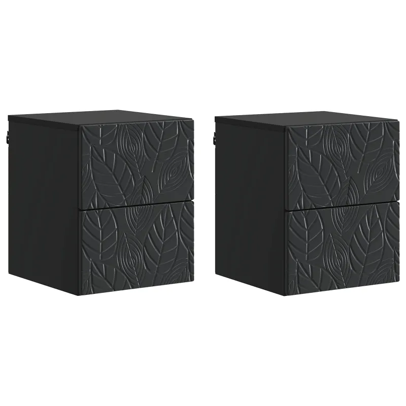 Sieninis naktinis staliukas 2 pcs Juoda 34,5 x 33 x 40 cm