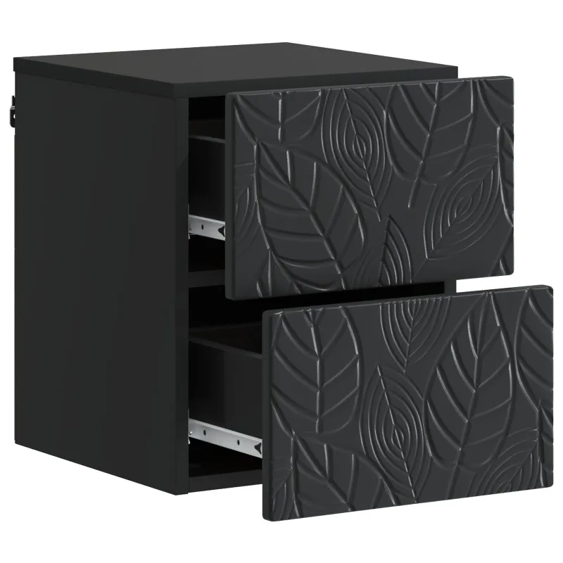 Sieninis naktinis staliukas 2 pcs Juoda 34,5 x 33 x 40 cm