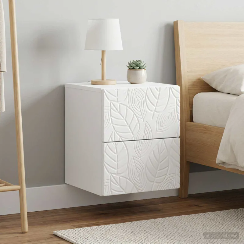 Sieninis naktinis staliukas 2 pcs Itin blizgi balta