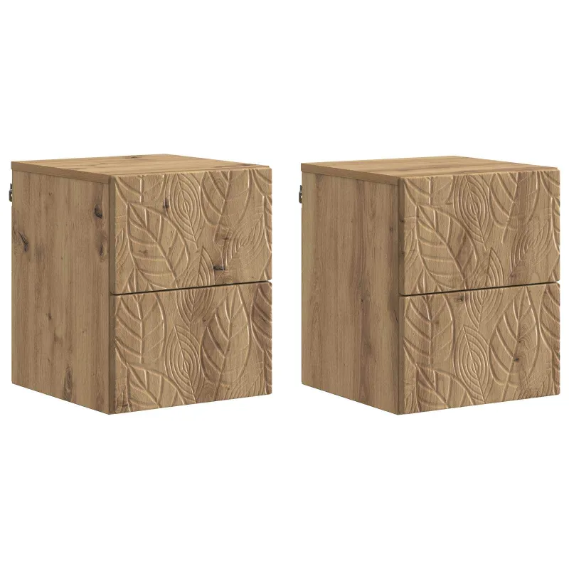 Sieninis naktinis staliukas 2 pcs Artisano ąžuolo