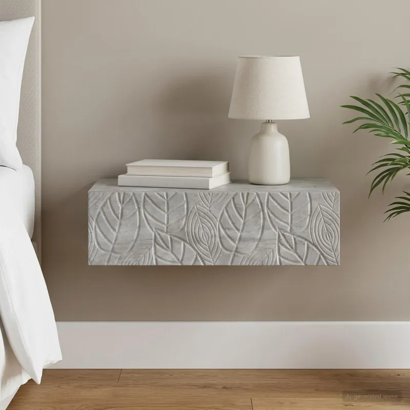 Sieninis šoninis staliukas Betono pilka 59 x 34,5 x 17 cm