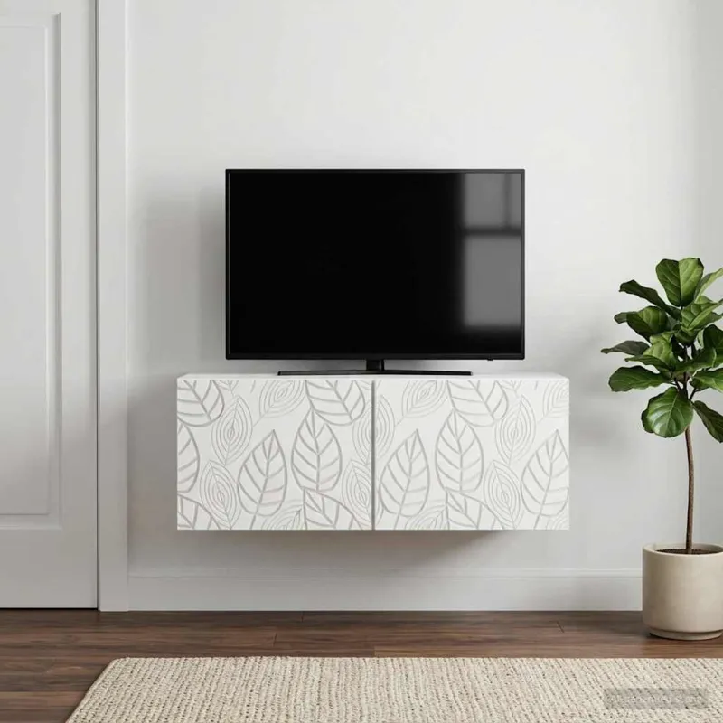 Sieninė TV spintelė 59,5 x 41 x 30 cm Balta Apdirbta mediena