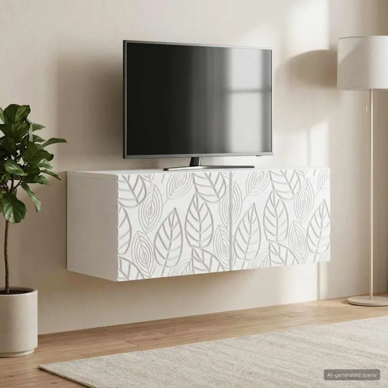 Sieninė TV spintelė 59,5 x 41 x 30 cm Balta Apdirbta mediena