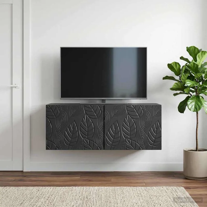 Sieninė TV spintelė 59,5 x 41 x 30 cm Juoda Apdirbta mediena