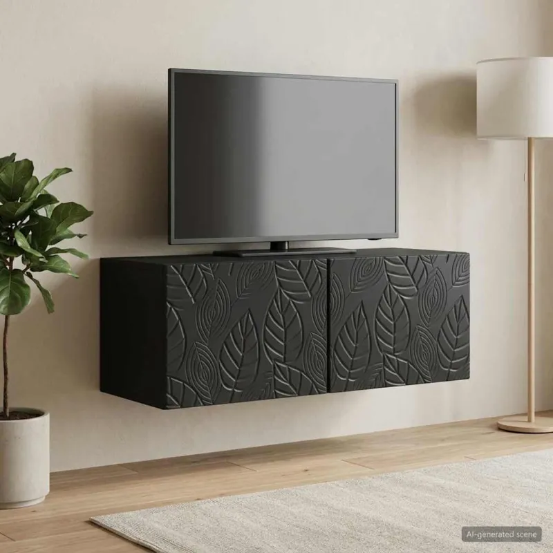 Sieninė TV spintelė 59,5 x 41 x 30 cm Juoda Apdirbta mediena