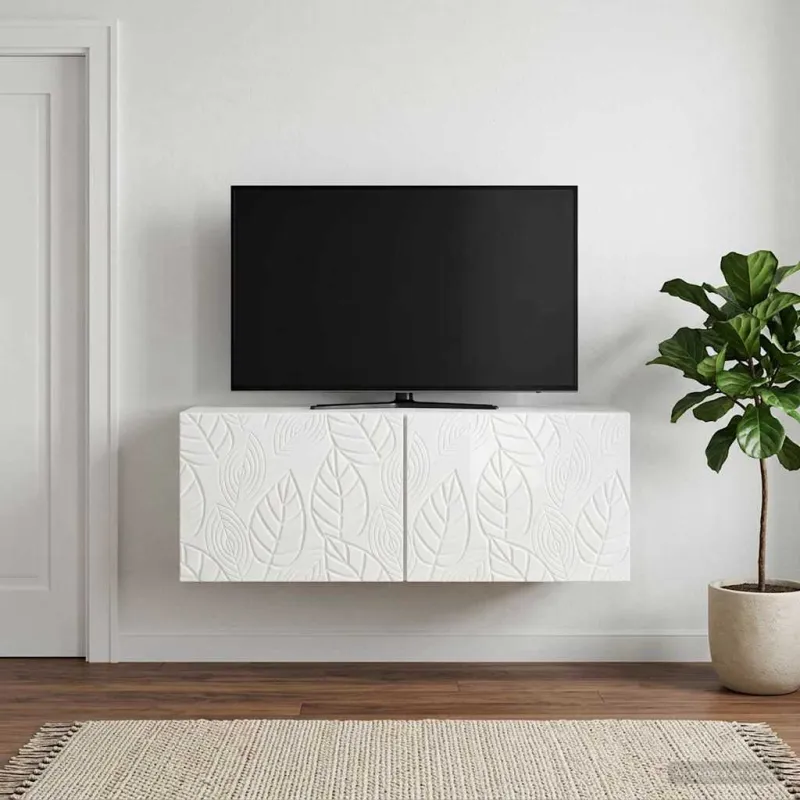 Sieninė TV spintelė 59,5 x 41 x 30 cm Itin blizgi balta