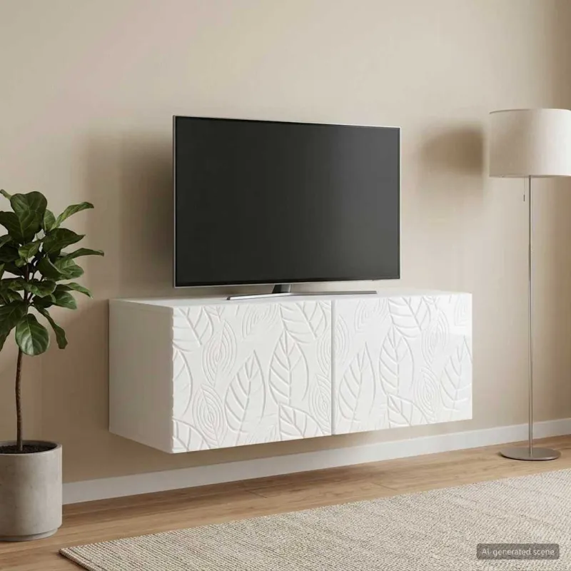 Sieninė TV spintelė 59,5 x 41 x 30 cm Itin blizgi balta