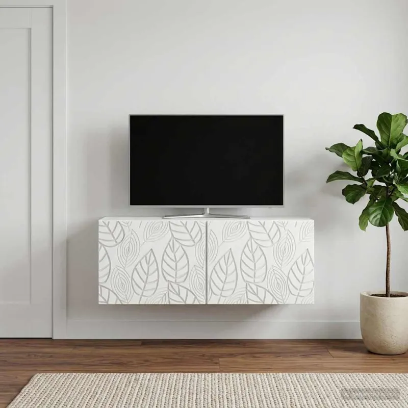 Sieninė TV spintelė 78,5 x 41 x 30 cm Balta Apdirbta mediena