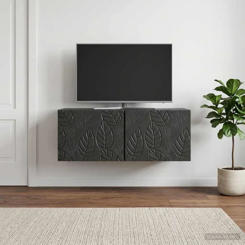 Sieninė TV spintelė 98 x 41 x 30 cm Juoda Apdirbta mediena