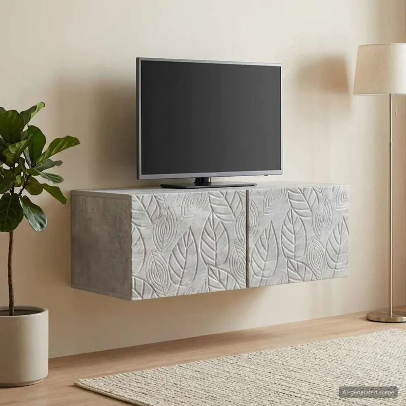 Sieninė TV spintelė 98 x 41 x 30 cm Betono pilka