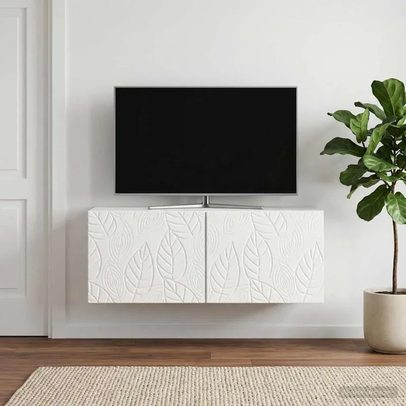 Sieninė TV spintelė 98 x 41 x 30 cm Itin blizgi balta