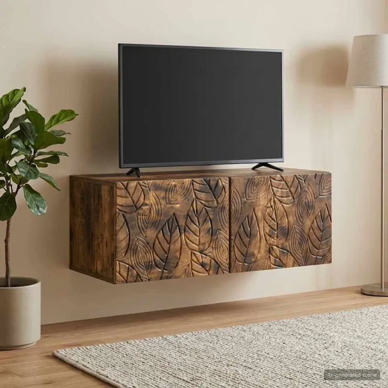 Sieninė TV spintelė 98 x 41 x 30 cm Dūminio ąžuolo