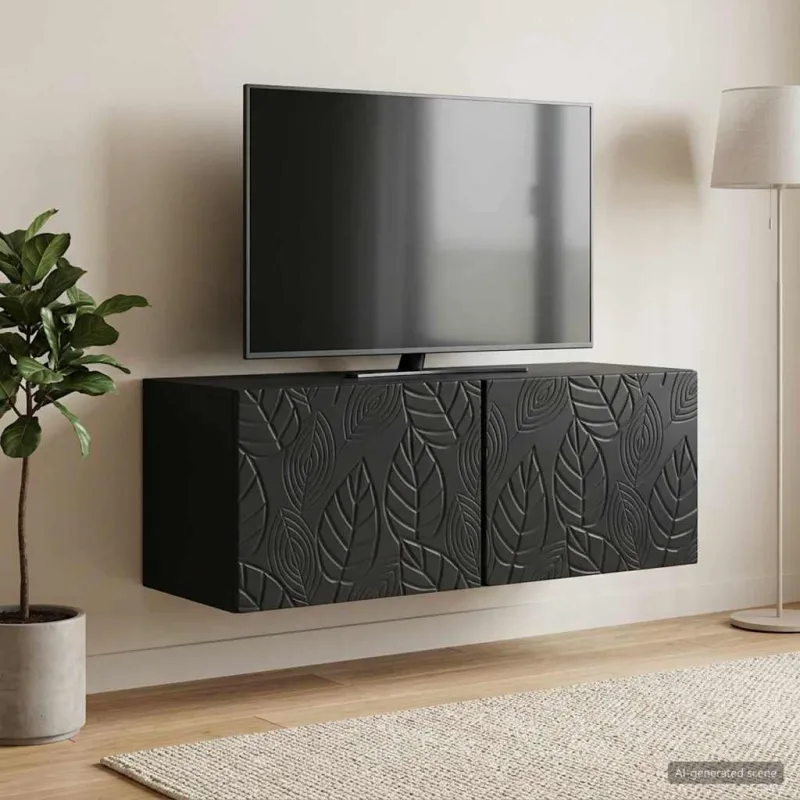 Sieninė TV spintelė 59,5 x 31 cm Juoda Apdirbta mediena