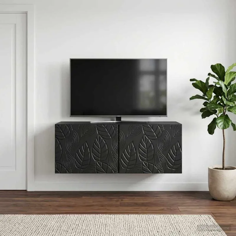 Sieninė TV spintelė 59,5 x 31 cm Juoda Apdirbta mediena