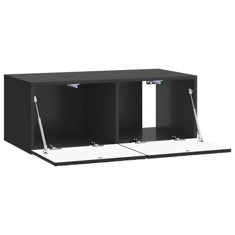 Sieninė TV spintelė 59,5 x 31 cm Juoda Apdirbta mediena