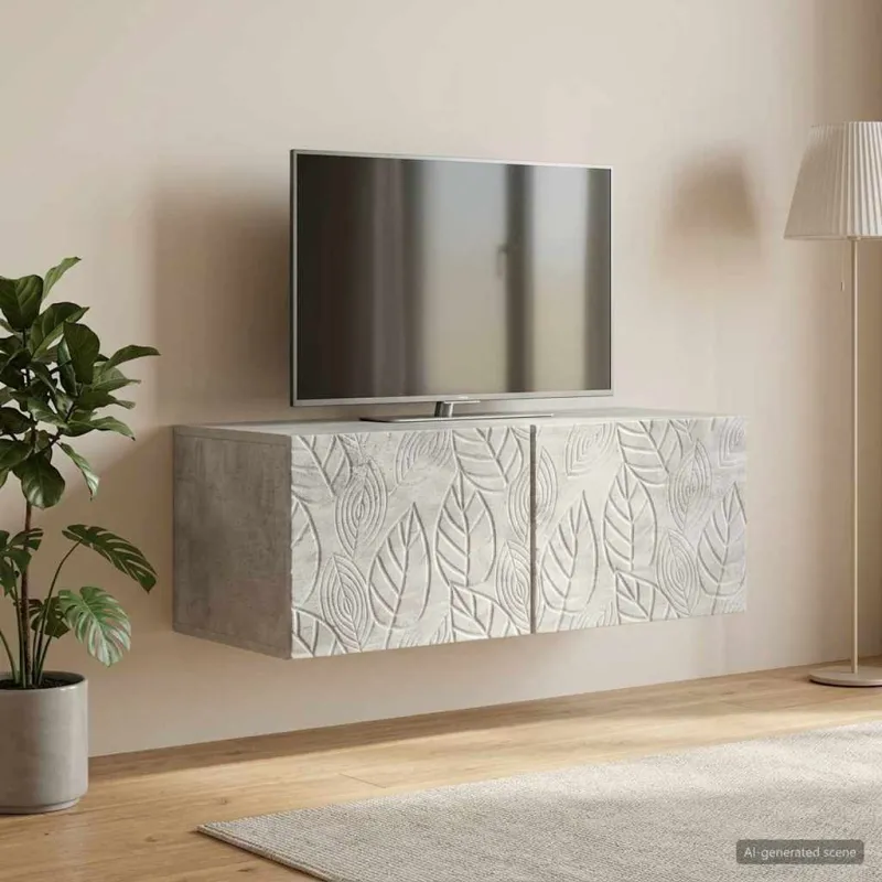 Sieninė TV spintelė 59,5 x 31 cm Betono pilka Apdirbta mediena