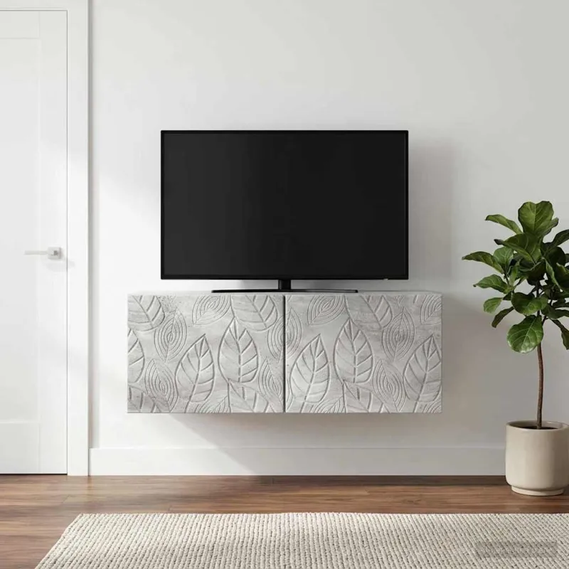 Sieninė TV spintelė 59,5 x 31 cm Betono pilka Apdirbta mediena