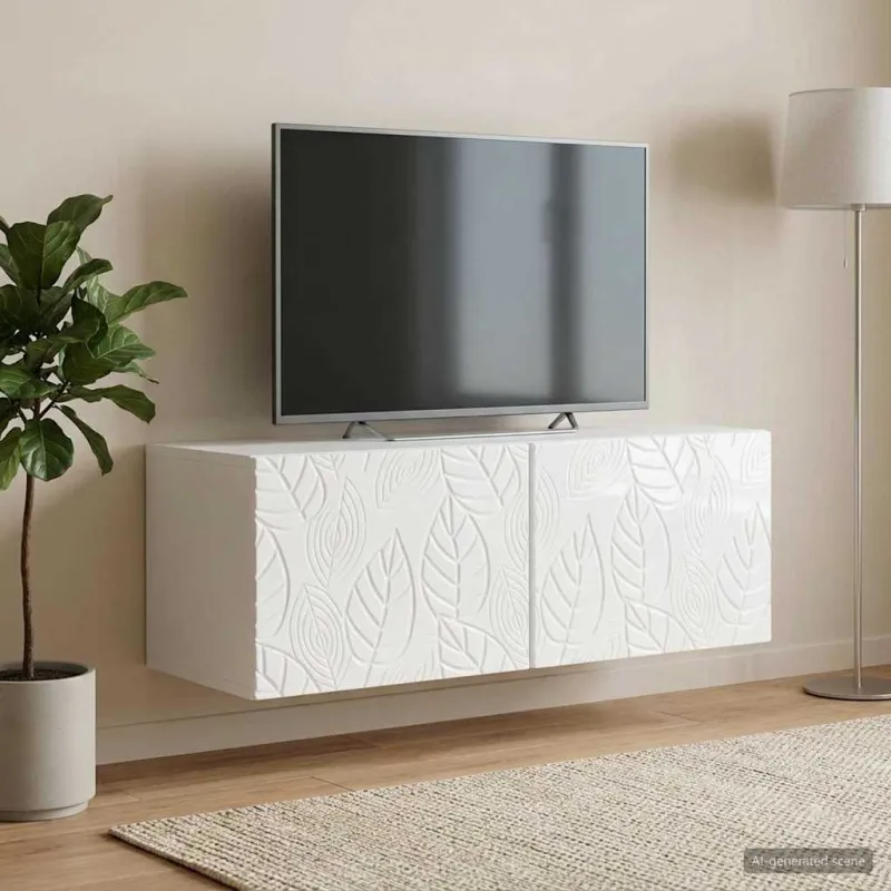 Sieninė TV spintelė 59,5 x 31 cm Itin blizgi balta