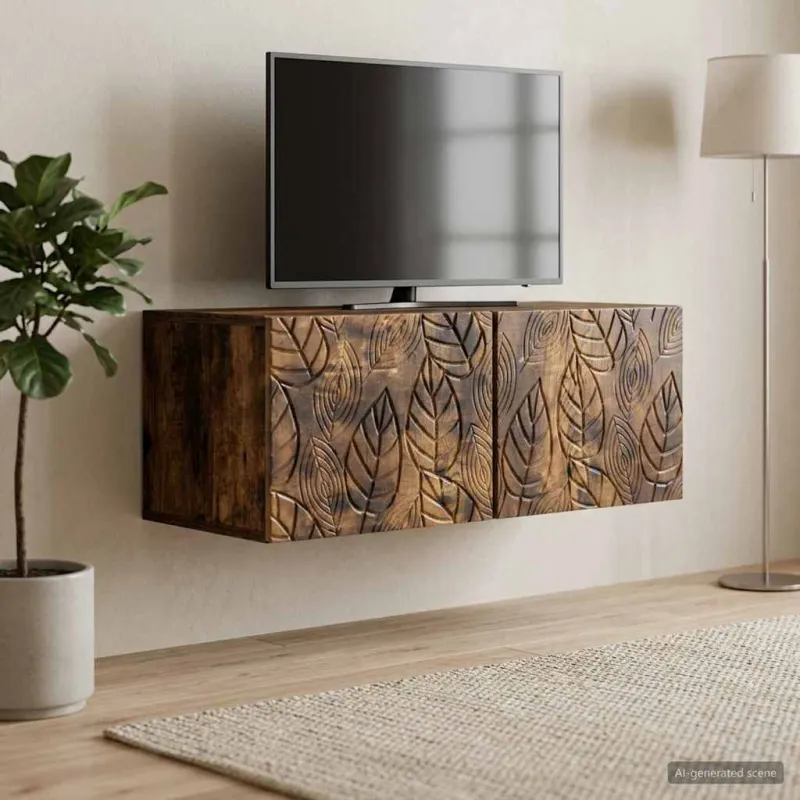 Sieninė TV spintelė 59,5 x 31 cm Dūminio ąžuolo