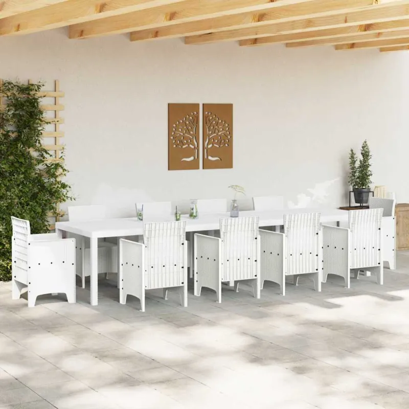 Sodo pöytä Valkoinen 350 x 100 x 74 cm polyrottinki