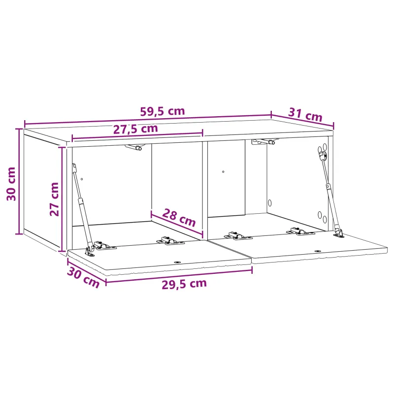 Sieninė TV spintelė 59,5 x 31 cm Pilka Sonoma Apdirbta mediena