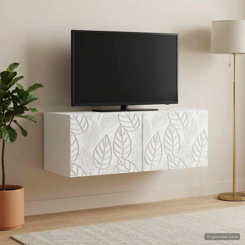 Sieninė TV spintelė 78,5 x 31 cm Balta Apdirbta mediena