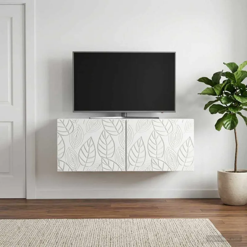 Sieninė TV spintelė 78,5 x 31 cm Balta Apdirbta mediena