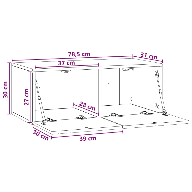 Sieninė TV spintelė 78,5 x 31 cm Balta Apdirbta mediena