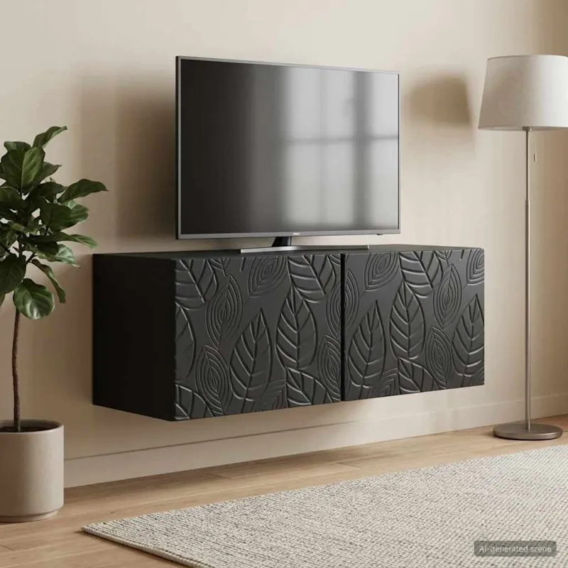 Sieninė TV spintelė 78,5 x 31 cm Juoda Apdirbta mediena