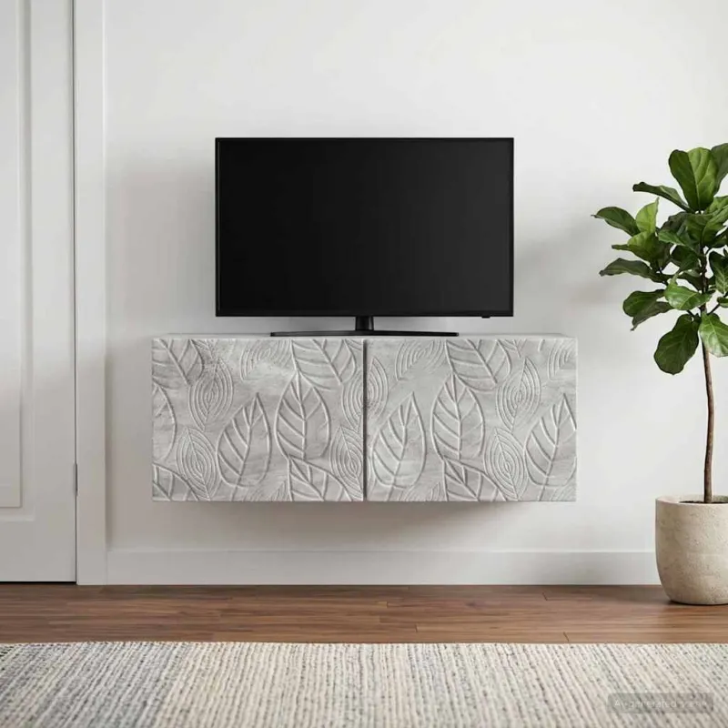 Sieninė TV spintelė 78,5 x 31 cm Betono pilka Apdirbta mediena