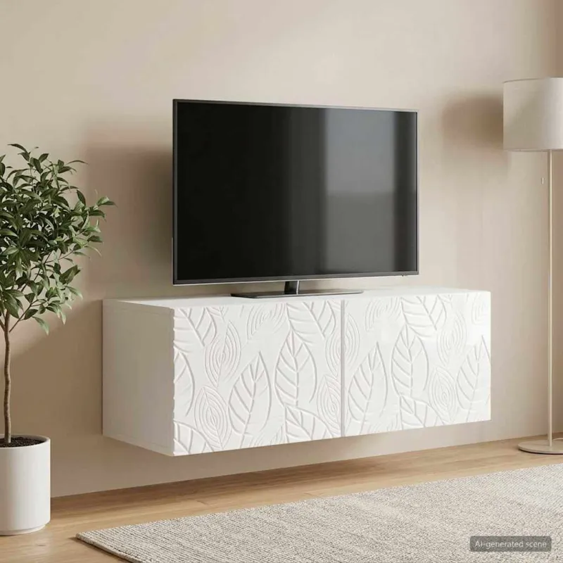Sieninė TV spintelė 78,5 x 31 cm Itin blizgi balta