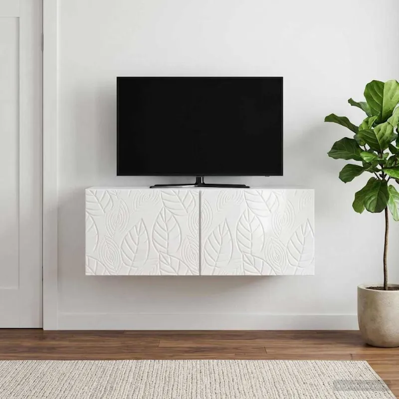Sieninė TV spintelė 78,5 x 31 cm Itin blizgi balta