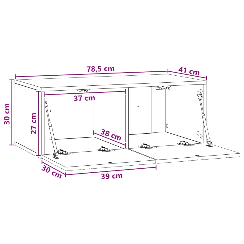 Sieninė TV spintelė 78,5 x 31 cm Itin blizgi balta