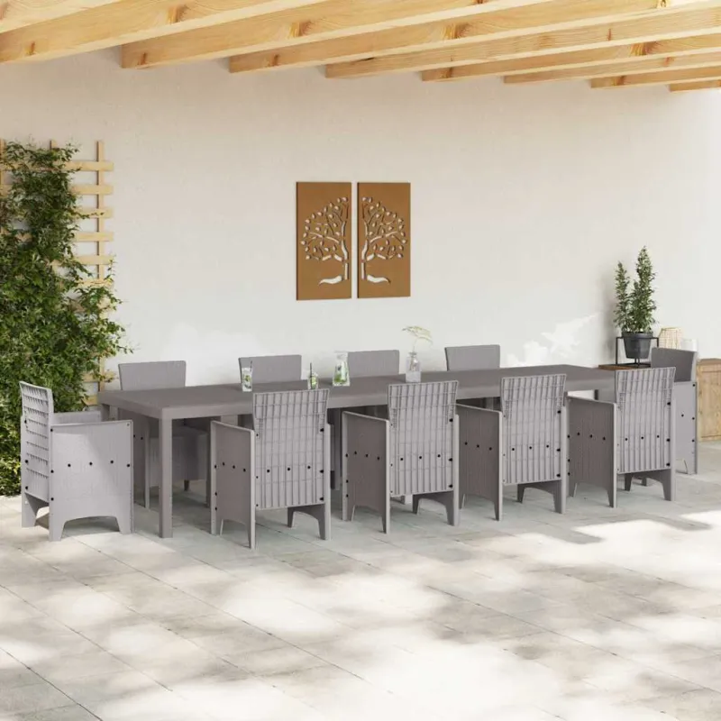 Sodo pöytätaso vaaleanharmaa 350 x 100 x 74 cm polyrattani
