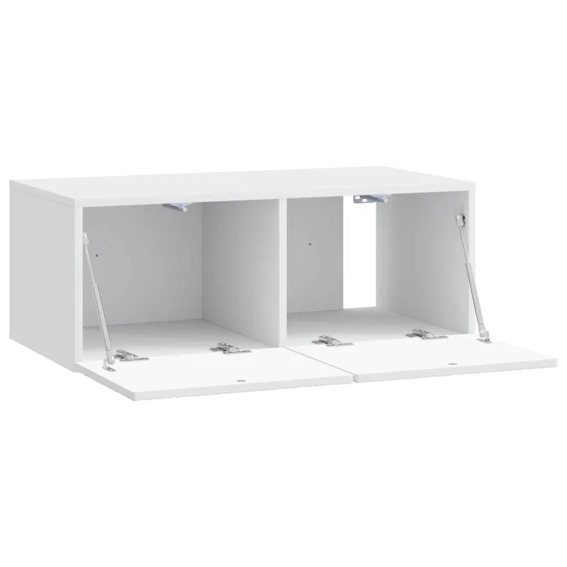 Sieninė TV spintelė 98 x 31 cm Balta Apdirbta mediena