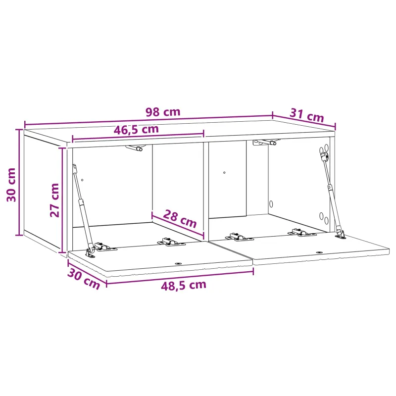 Sieninė TV spintelė 98 x 31 cm Juoda Apdirbta mediena