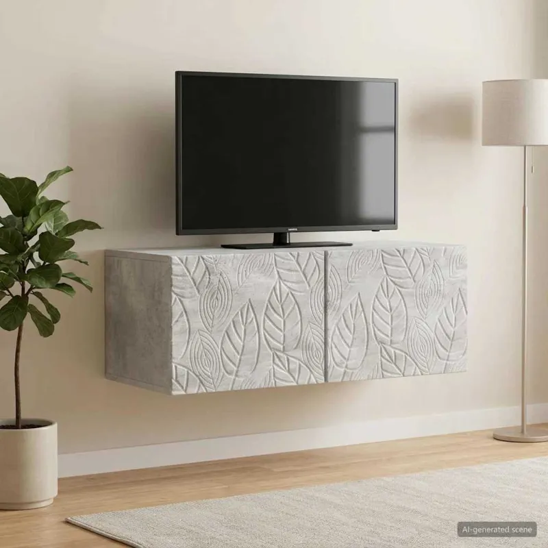 Sieninė TV spintelė 98 x 31 cm Betono pilka Apdirbta mediena