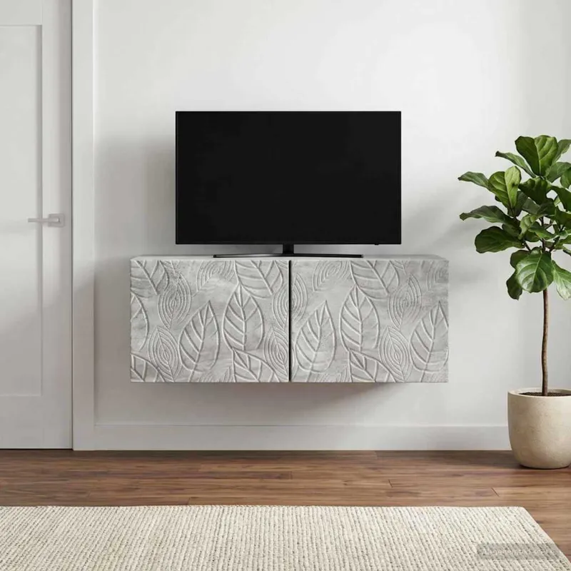 Sieninė TV spintelė 98 x 31 cm Betono pilka Apdirbta mediena