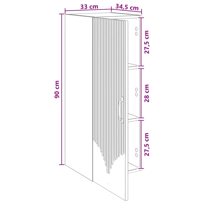 Prie sienos montuojama spinta Betono pilka 33 x 34,5 x 90 cm