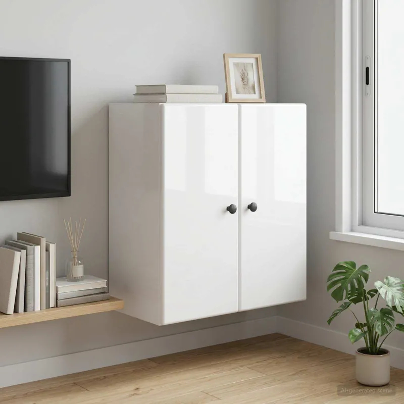 Prie sienos montuojama spinta Itin blizgi balta 59 x 31 x 60 cm