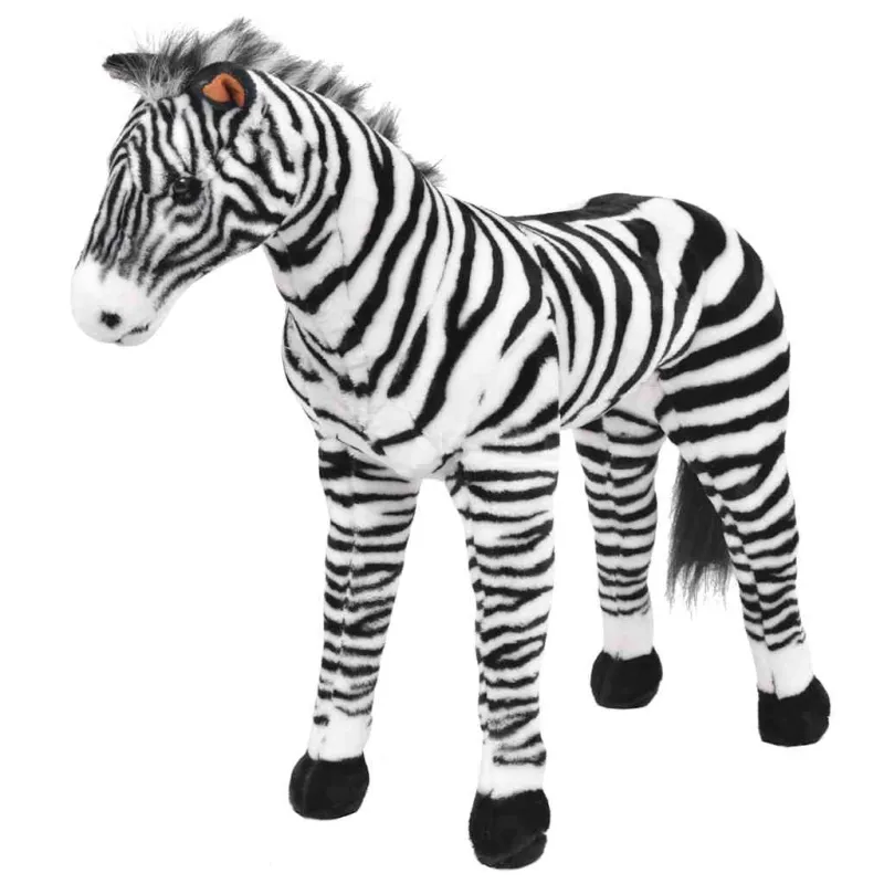Stovintis pliušinis žaislas zebras, juodas ir baltas, XXL