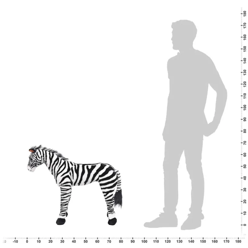 Stovintis pliušinis žaislas zebras, juodas ir baltas, XXL