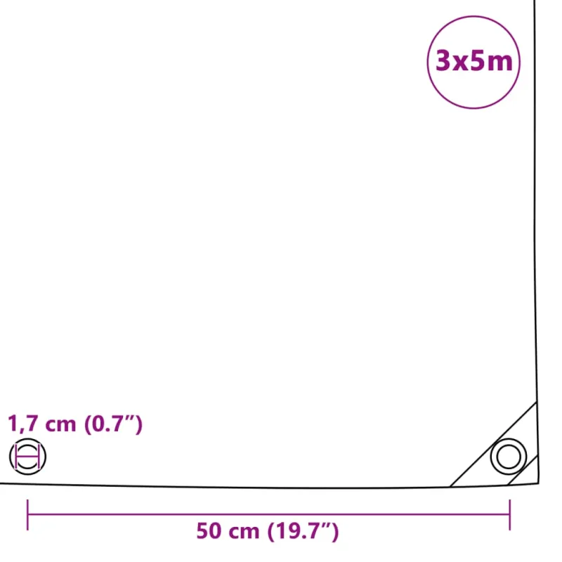 Tentas, pilkos spalvos, 3x5m, 650g/m²