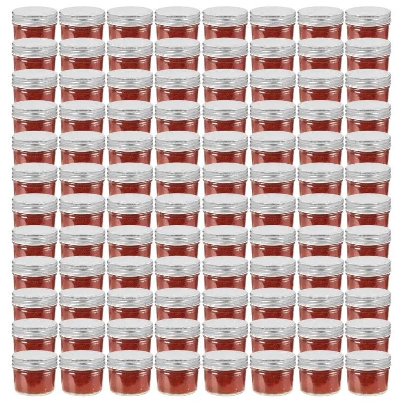 Stikl. stiklainiai uog. su sidabriniais dangt., 96vnt., 110ml